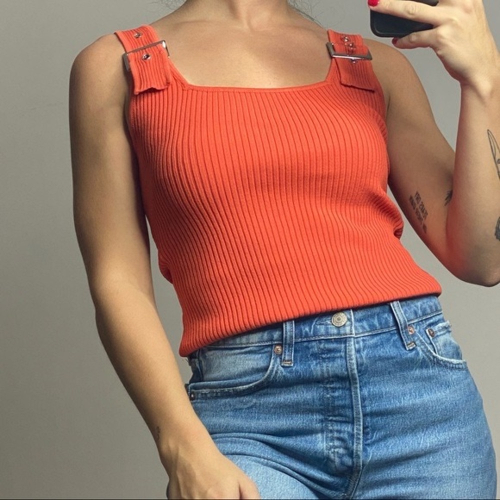 Orange Ribbed Tank - Picture 2 of 5